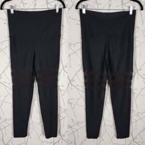Hot Dame Black Stretch Knit High Waist Mesh Panel Leggings